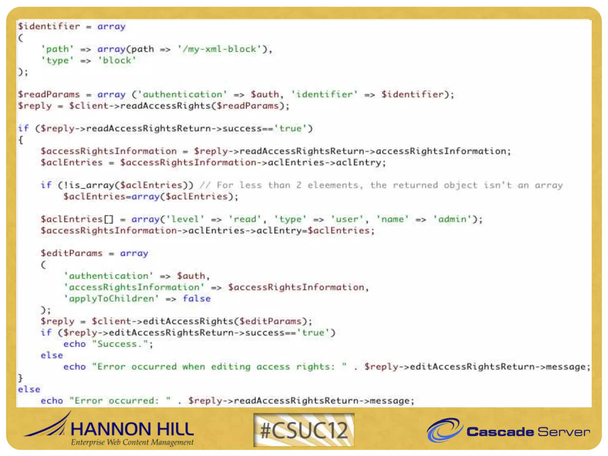 PHP code examples
   EditAccessRights
 