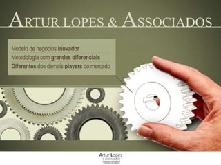 ARTUR LOPES & ASSOCIADOS
Modelo de negócios inovador
Metodologia com grandes diferenciais
Diferentes dos demais players do mercado
 