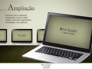 Ampliação
Somente com a operação
estabilizada é que se pode
cogitar incremento significativo
e ampliação nos negócios
 