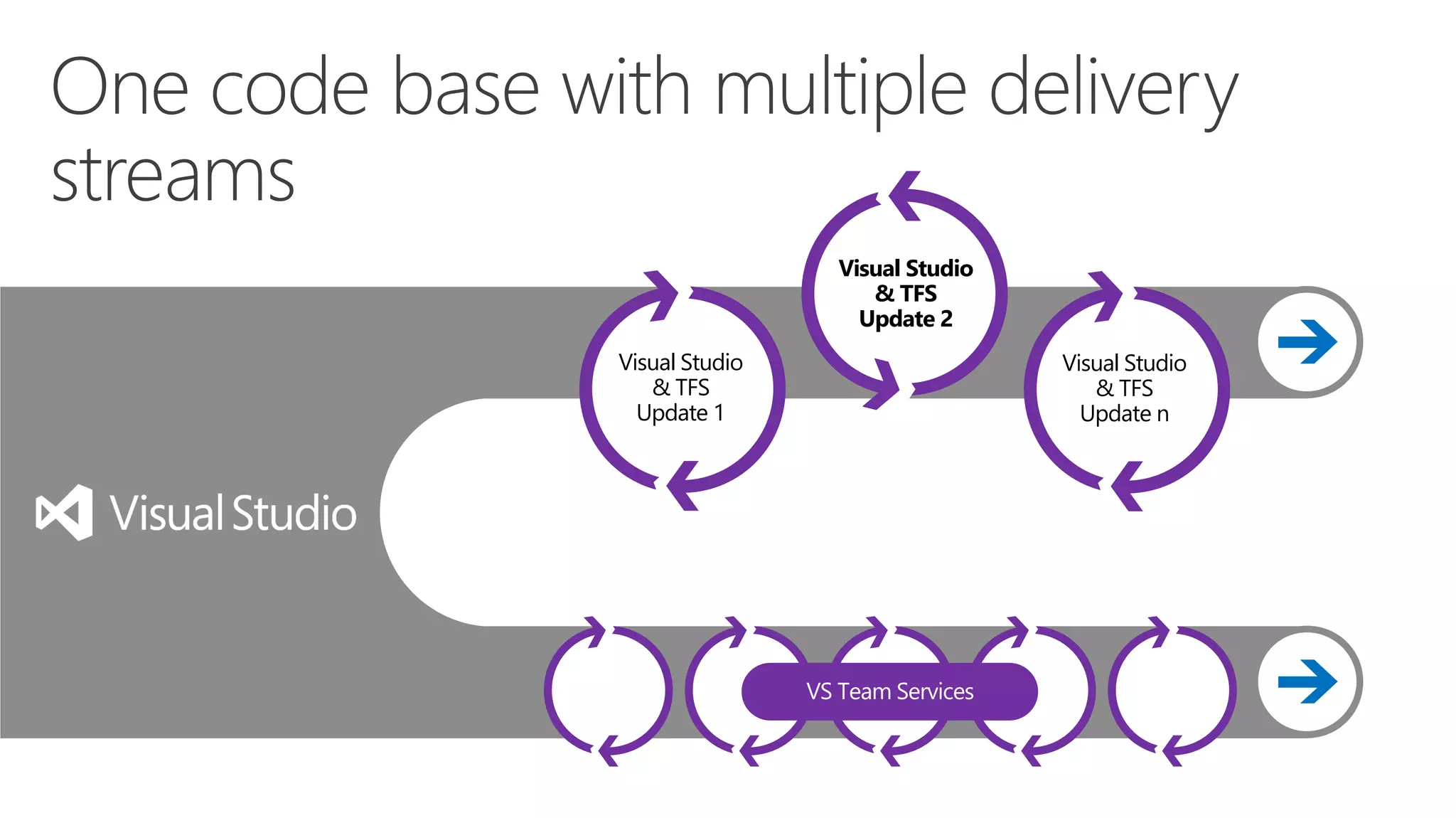 Visual Studio
& TFS
Update 1
Visual Studio
& TFS
Update 2
Visual Studio
& TFS
Update n
VS Team Services
 