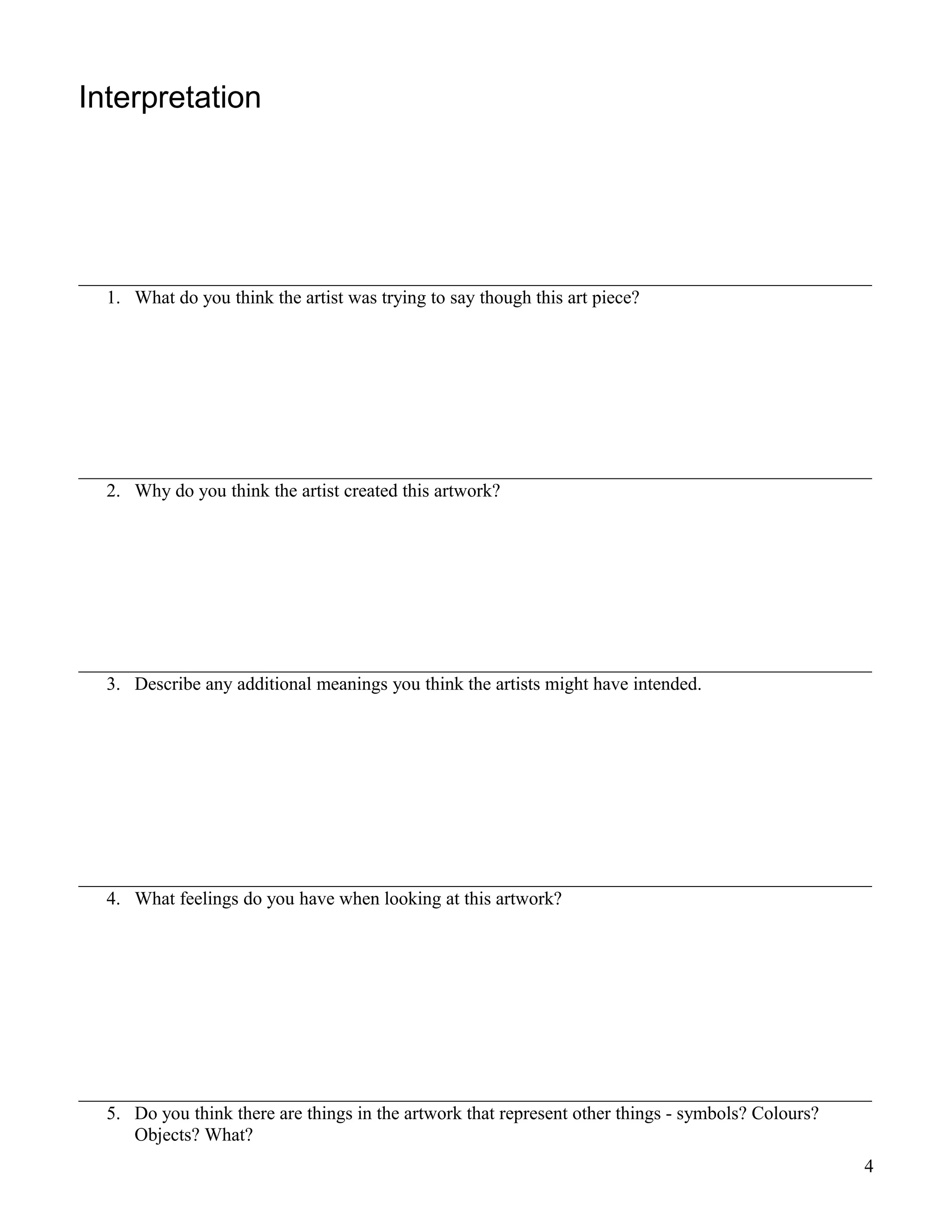 Artwork analysis worksheet | DOC