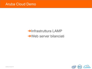 Aruba Cloud Demo

➜Infrastruttura LAMP
➜Web server bilanciati

www.cloud.it

 
