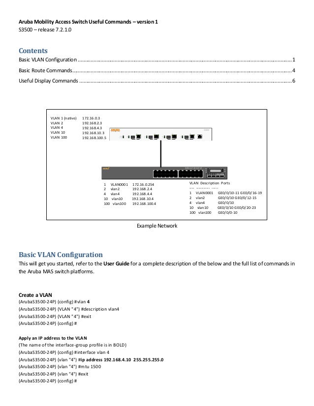 Aruba mobility access switch useful commands v2