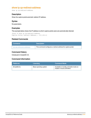 Aruba OS 6.4 Command Line Interface Reference Guide