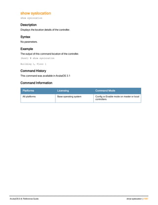 Aruba OS 6.4 Command Line Interface Reference Guide
