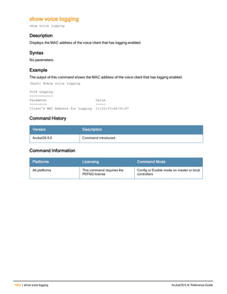 Aruba OS 6.4 Command Line Interface Reference Guide