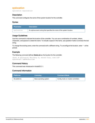 Aruba OS 6.4 Command Line Interface Reference Guide
