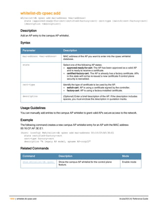Aruba OS 6.4 Command Line Interface Reference Guide