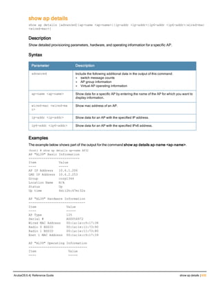 Aruba OS 6.4 Command Line Interface Reference Guide