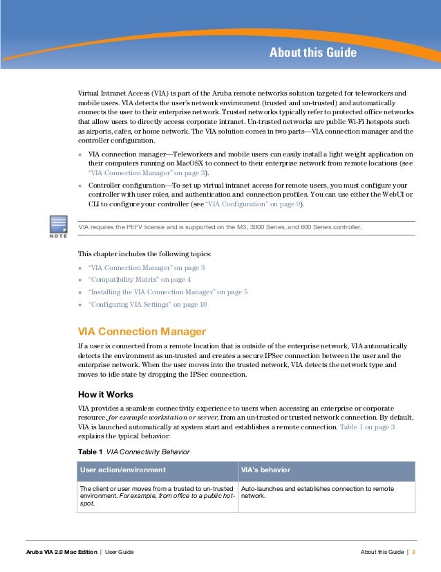 Aruba Via 2 0 Mac User Guide