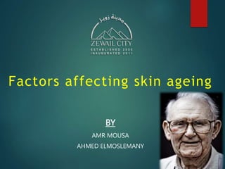 BY
AMR MOUSA
AHMED ELMOSLEMANY
Factors affecting skin ageing
 