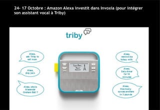 (17 Octobre) 
Amazon Alexa investit dans Invoxia (Triby)
En savoir plus…
 