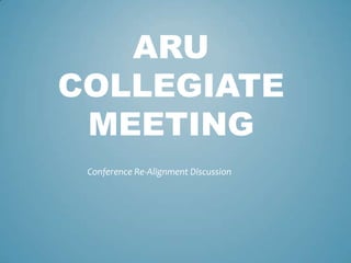 ARU
COLLEGIATE
 MEETING
 Conference Re-Alignment Discussion
 