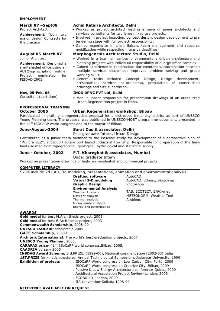 junior architect resume