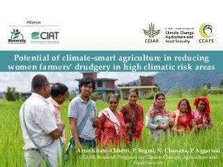 Potential of climate-smart agriculture in reducing women farmers' drudgery in high climatic risk areas