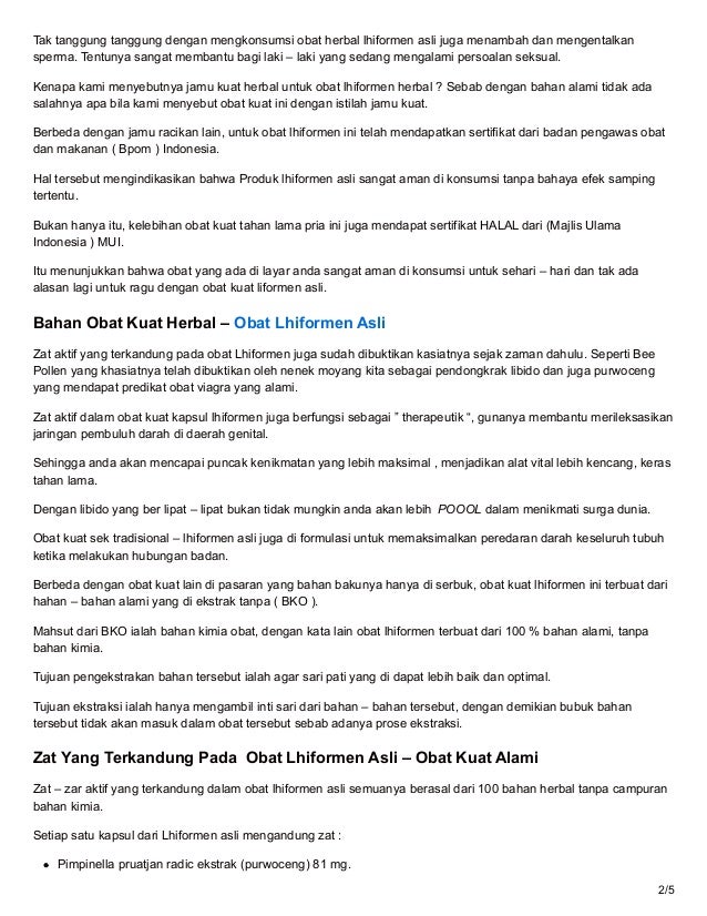 obat lhiformen asli - obat kuat tahan lama ada bpom dan mui Tahukah Anda Berikut Ini Ramuan Untuk Menambah Vitalitas ...