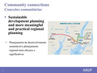 Community connections
     Conexões comunitárias

      Sustainable
       development planning
       and more meaningful
       and practical regional
       planning

      Planejamento de desenvolvimento
       sustentável e planejamento
       regional mais eficazes e
       significativos




43
 