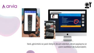Sesli, görüntülü ve yazılı iletiş im devam ederken, ekran paylaş ma ve
çizim özellikleri de kullanılabilir.
 