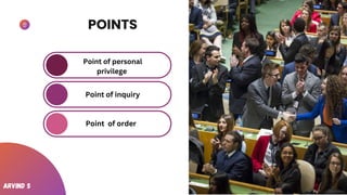 POINTS
Point of personal
privilege
Point of inquiry
Point of order
Arvind S
 