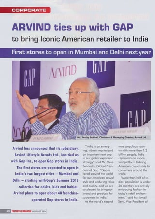 Arvind ties up with gap to bring iconic american retailer to india