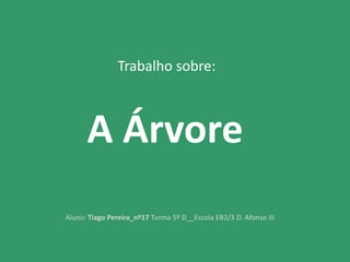 Trabalho sobre:
A Árvore
Aluno: Tiago Pereira_nº17 Turma 5º D__Escola EB2/3 D. Afonso III
 