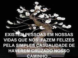 EXISTEM PESSOAS EM NOSSAS VIDAS QUE NOS  FAZEM FELIZES PELA SIMPLES CASUALIDADE DE HAVEREM CRUZADO NOSSO CAMINHO... 