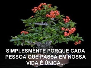 SIMPLESMENTE PORQUE CADA PESSOA QUE PASSA EM NOSSA VIDA É ÚNICA... 