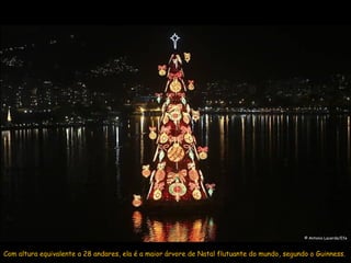 © Antonio Lacerda/Efe



Com altura equivalente a 28 andares, ela é a maior árvore de Natal flutuante do mundo, segundo o ...