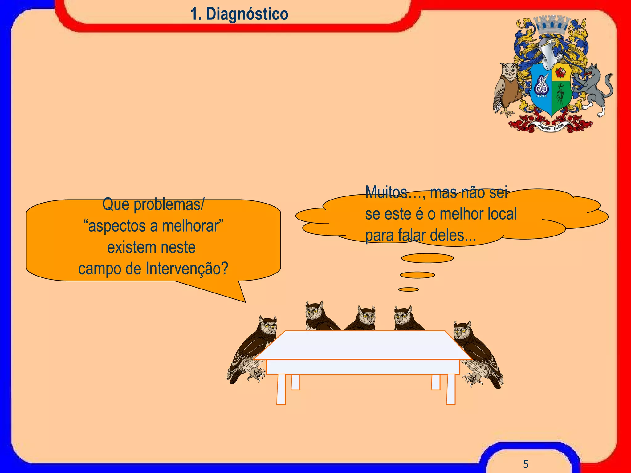 1. Diagnóstico Que problemas/ “ aspectos a melhorar” existem neste  campo de Intervenção? Muitos…, mas não sei se este é o melhor local para falar deles... 