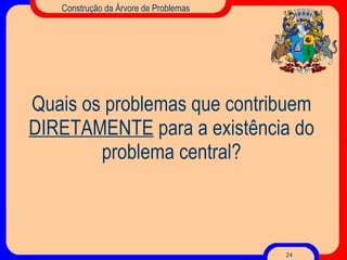 Quais os problemas que contribuem  DIRETAMENTE  para a existência do problema central? Construção da Árvore de Problemas 