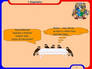 1. Diagnóstico Que problemas/ “ aspectos a melhorar” existem neste  campo de Intervenção? Muitos…, mas não sei se este é o melhor local para falar deles... 