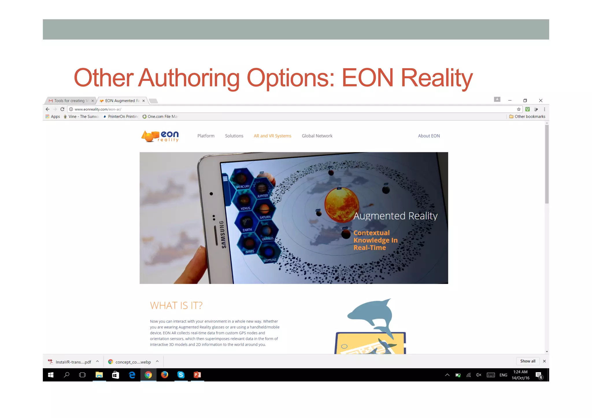 Other Authoring Options: EON Reality
 
