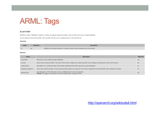 ARML: Tags
http://openarml.org/wikitude4.html
 