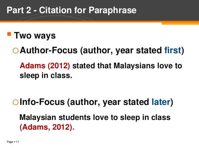 Introduction To Citations And Referencing Introduction To Citations And Referencing