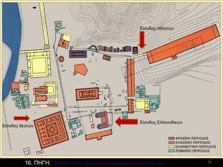 2128/03/11 http://www.ime.gr/olympics/ancient/gr/topo.html
Tοπογραφία αρχαιολογικού χώρου Αρχαίας Ολυμπίας
16. ΠΗΓΗ:
Είσοδος αθλητών
Είσοδος Ελλανοδικών
Είσοδος θεατών
 