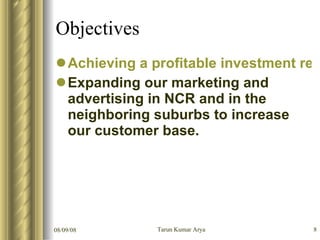 Objectives  <ul><li>Achieving a profitable investment return for investors for Years 2 - 6.  </li></ul><ul><li>Expanding o...