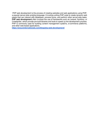 What is php web development | PDF image.