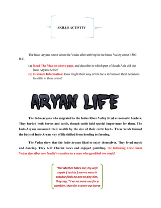 SOUTH ASIAN HISTORY THE ARYANS { VEDIC AGE} | PDF