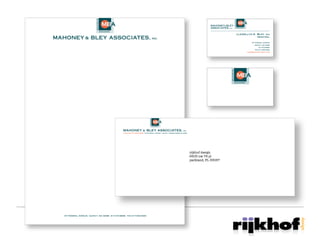 67 FEDERAL AVENUE • QUINCY, MA 02169 • 617-472-8900 • FAX 617-000-0000
MAHONEY & BLEY ASSOCIATES, INC.
Llewellyn E. Bley, AIA
PRINCIPAL
67 FEDERAL AVENUE
QUINCY, MA 02169
617-472-8900
FAX 617-000-0000
LLEW@MAHONEY-BLEY.COM
MAHONEY& BLEY
ASSOCIATES, INC.
rijkhof design
6505 nw 78 pl
parkland, FL 33067
ARCHITECTS & DESIGNERS • 67 FEDERAL AVENUE • QUINCY, MASSACHUSETTS 02169
MAHONEY & BLEY ASSOCIATES, INC.