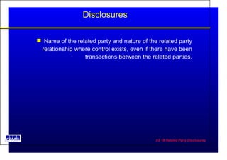 Disclosures Name of the related party and nature of the related party relationship where control exists, even if there have been transactions between the related parties. 