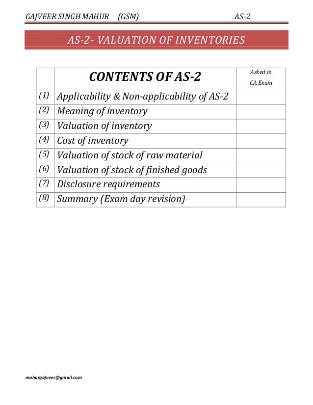 as 2 indian accounting standard valuation of inventory stock inventories