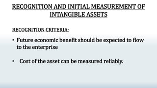 INITIAL RECOGNITION
RECOGNITION
CRITERIA
MEASUREMENT
INTERNALLY
GENERATED
ACQUIRED
Goodwill, Trademark,
Copyright
Other in...