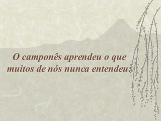 O camponês aprendeu o que muitos de nós nunca entendeu: 