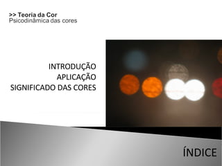 ÍNDICE INTRODUÇÃO APLICAÇÃO SIGNIFICADO DAS CORES 