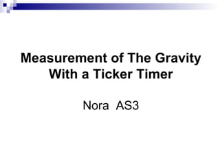 Measurement of The Gravity With a Ticker Timer Nora  AS3 