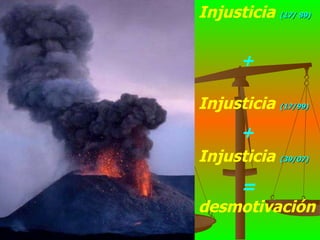 Injusticia  (17/ 89)   +  Injusticia  (17/99) + Injusticia  (39/07) =  desmotivación  hundimiento  moral 