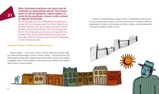 Meta: Municípios brasileiros com algum tipo de
              instituição ou equipamento cultural, entre museu,
              teatro ou sala de espetáculo, arquivo público ou
31            centro de documentação, cinema e centro cultural,
              na seguinte distribuição:                                                     No Brasil, a distribuição desses espaços reﬂete as desigualdades socioeconômi-
              35% dos municípios com até 10 mil habitantes com pelo menos               cas. Essa situação pode se alterar se houver compromisso em aumentar a oferta de
              um tipo; 20% dos municípios entre 10 mil e 20 mil habitantes com          equipamentos, serviços e bens culturais em todas as cidades, sejam elas pequenas
              pelo menos dois tipos; 20% dos municípios entre 20 mil e 50 mil           ou grandes, de todas as regiões do país.
              habitantes com pelo menos três tipos; 55% dos municípios entre
              50 mil e 100 mil habitantes com pelo menos três tipos; 60% dos
              municípios entre 100 mil e 500 mil habitantes com pelo menos
              quatro tipos; 100% dos municípios com mais de 500 mil habitantes
              com pelo menos quatro tipos.


Aumentar o número de cidades com espaços culturais


    Espaços culturais – como museus, teatros, salas de espetáculos, arquivos públi-
cos, centros de documentação, cinemas e centros culturais – são locais de trocas e de
disseminação da cultura. Eles contribuem para democratizar a cultura e para integrar
populações, tanto de áreas periféricas como centrais, pois oferecem aos cidadãos
acesso a bens e serviços culturais.




88                                                                                                                                                                      89
 