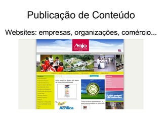 Publicação de Conteúdo Websites: empresas, organizações, comércio... 