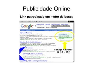 Publicidade Online Link patrocinado em motor de busca 