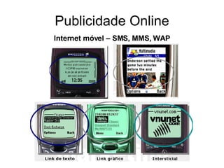 Publicidade Online Internet móvel – SMS, MMS, WAP 